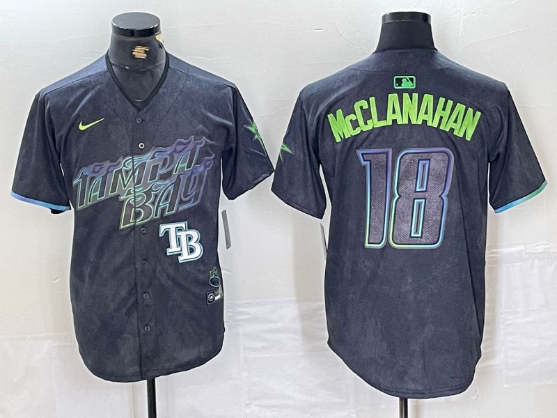 Men Tampa Bay Rays 18 McClanahan Nike MLB Limited City Connect Black 2024 Jersey style 1